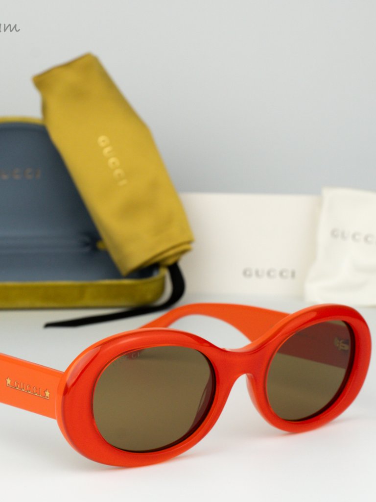 Gucci Women Authentic Sunglasses Orange Brown Oval Gg1587s 003 Brand New